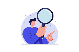 Person holding a large magnifying gl, an Illustration by designvectx