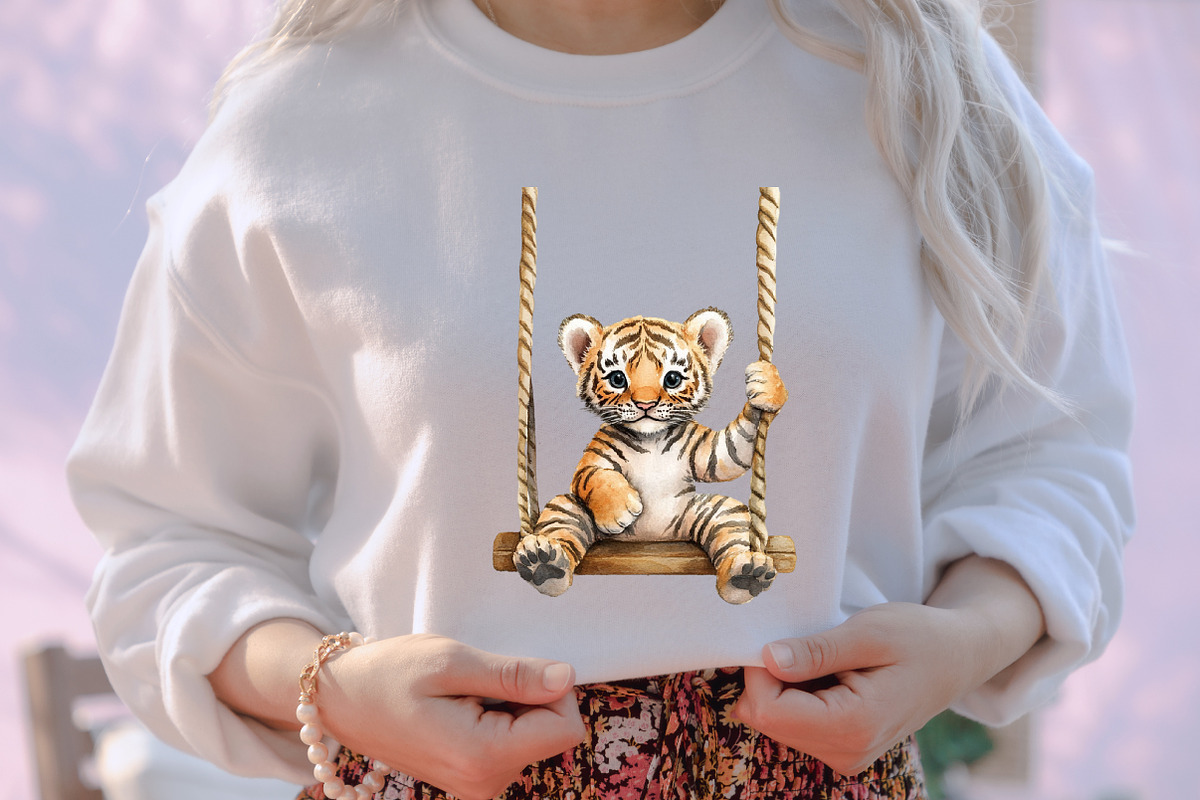 Watercolor Animals on Swings Clipart, an Illustration by designcity5 (Photo 5 of 5)