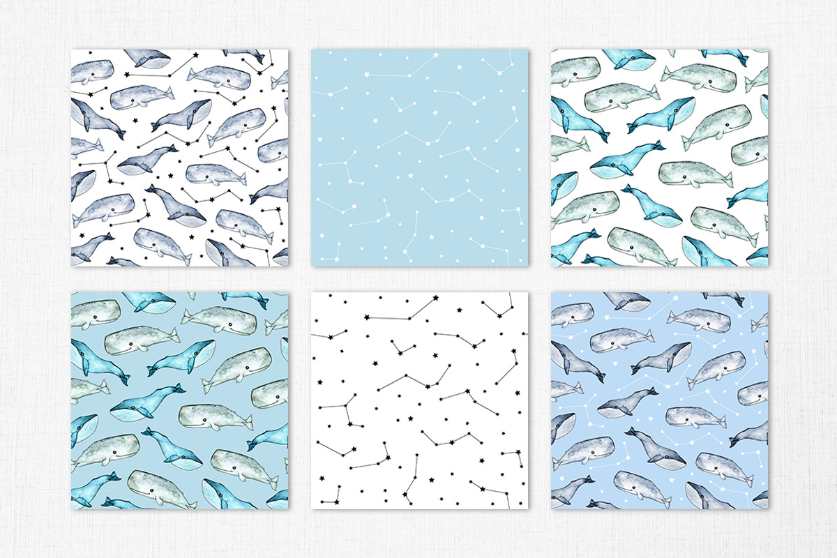 Cute Whales. Seamless patterns, a Pattern Graphic by JuliaBadeeva