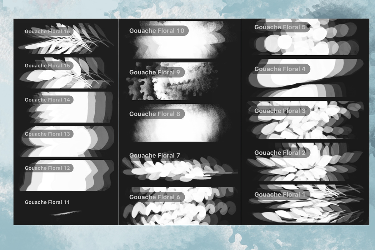 Gouache Floral Procreate Brushes, a Brush Add-On by Elatedowl (Photo 3 of 4)