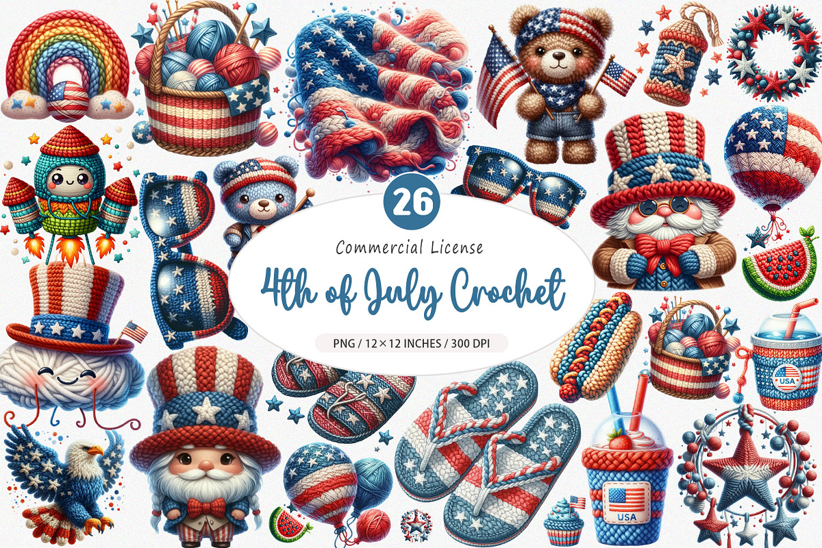 Cute 4th of July Crochet PNG, an Illustration by SinaCreation (Photo 1 of 5)