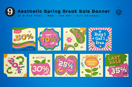 Aesthetic Spring Break Sale Banner, an UI Kit Template by graphicook