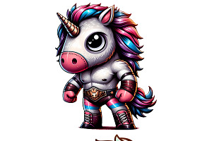 Luchador Unicorn Clipart Set