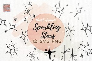 Sparkling stars hand drawn set SVG, an Illustration by RimzStudio