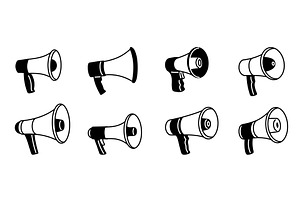 Megaphones icons. Silhouette, an Object Illustration by YummyBuum