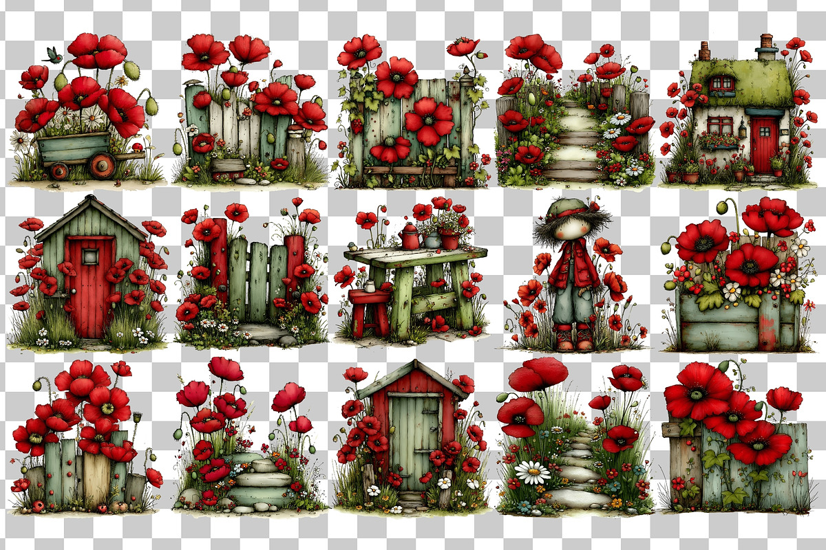 Poppy Season PNG Clipart Bundle, a Seasonal Illustration by Nicolle's Colorful Art (Photo 3 of 4)