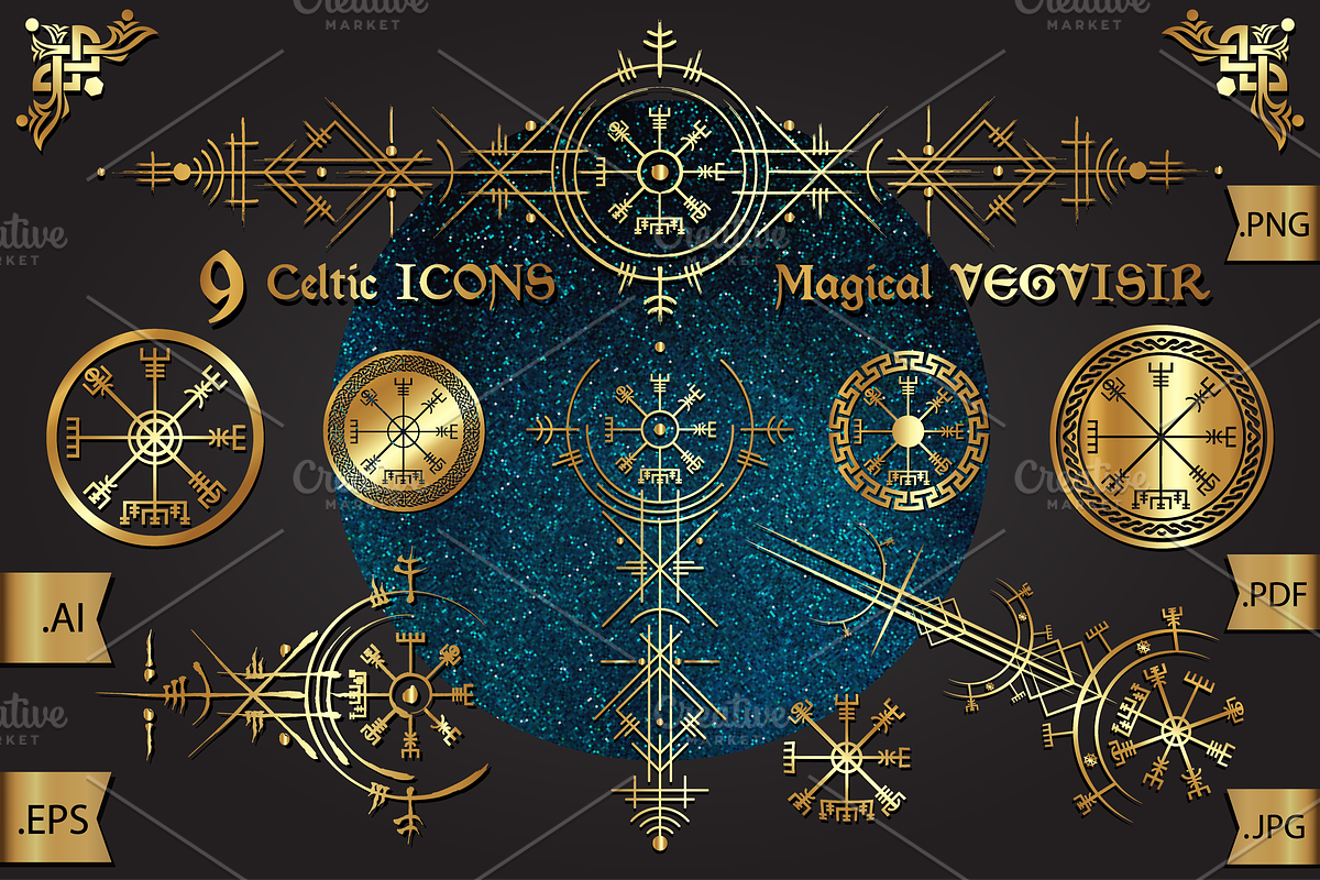 Norse viking Vegvisir Celtic symbols, an Object Graphic by GraphicRedStudio (Photo 1 of 11)