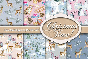 Christmas Time Seamless Patterns