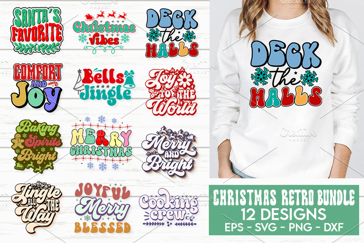 Christmas SVG Retro Bundle, a Pattern Graphic by Etcify (Photo 1 of 3)