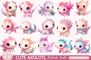 Cute Axolotl Sublimation Clipart Bun