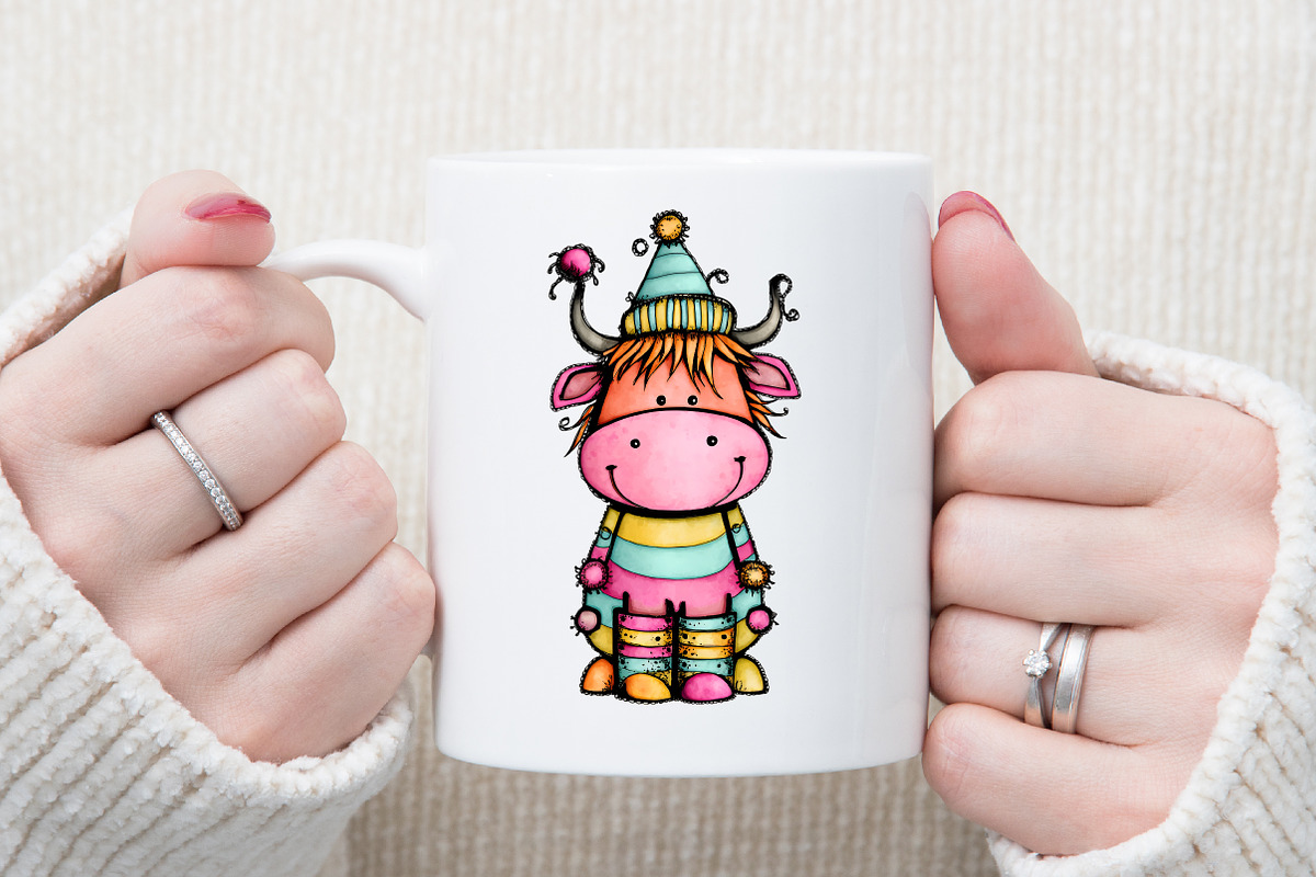 Whimsical Christmas Highland Cow Cli, an Illustration by Sublimation Artist (Photo 5 of 6)