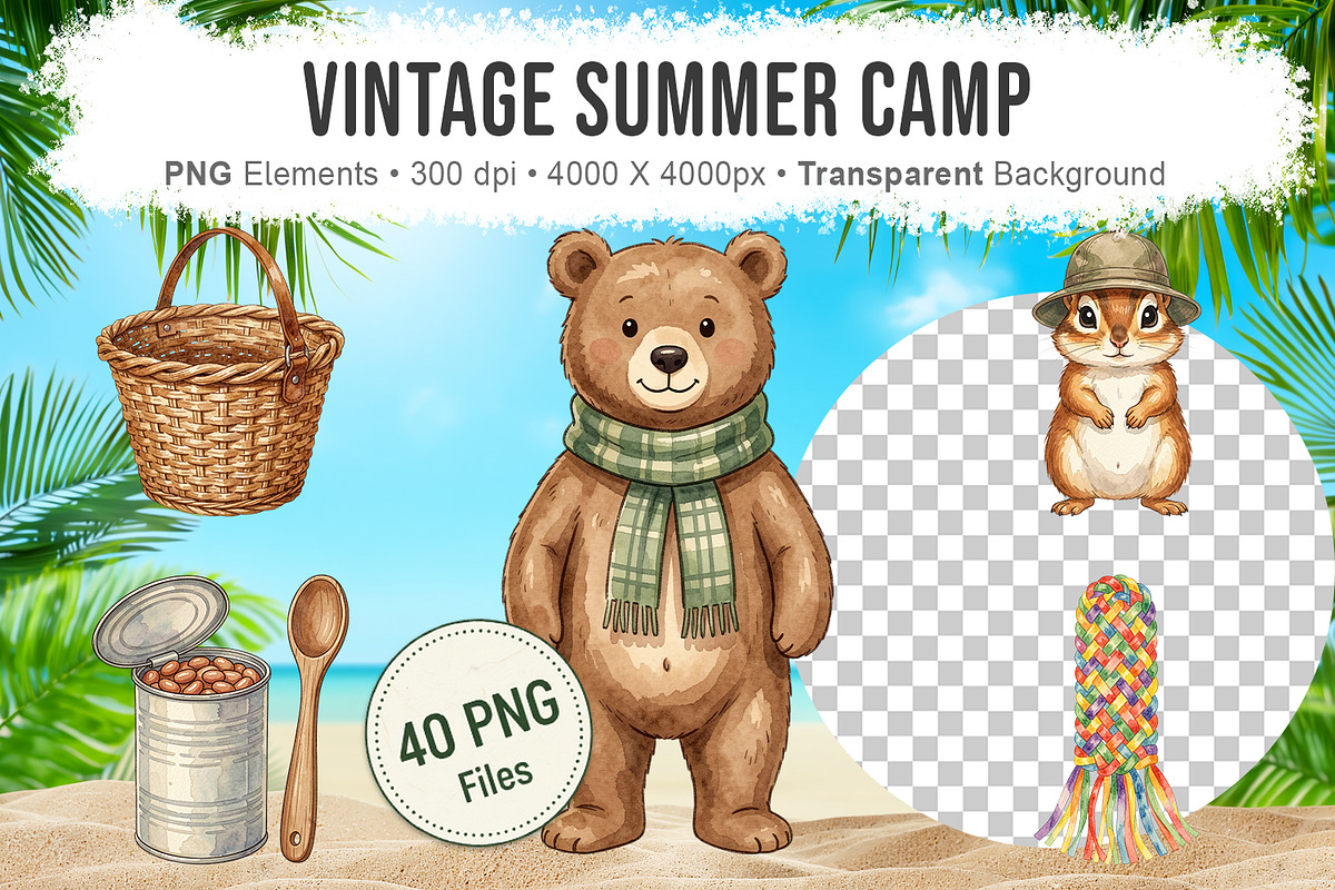 Vintage Summer Camp Sublimation, a Decorative Illustration by Artnoy (Photo 1 of 18)