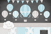 Soft Blue Hot Air Balloons, an Illustration by Amanda Ilkov (Thumbnail 2 of 5)
