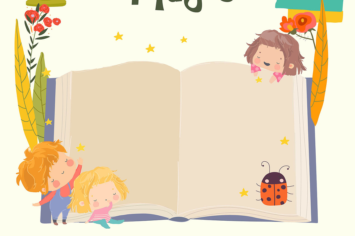 Children standing near Big Book, an Education Illustration by Maria Starus (Photo 2 of 3)