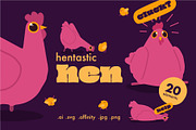 Chicken and chicks cartoon set, an Animal Illustration by Pásha (Thumbnail 1 of 5)