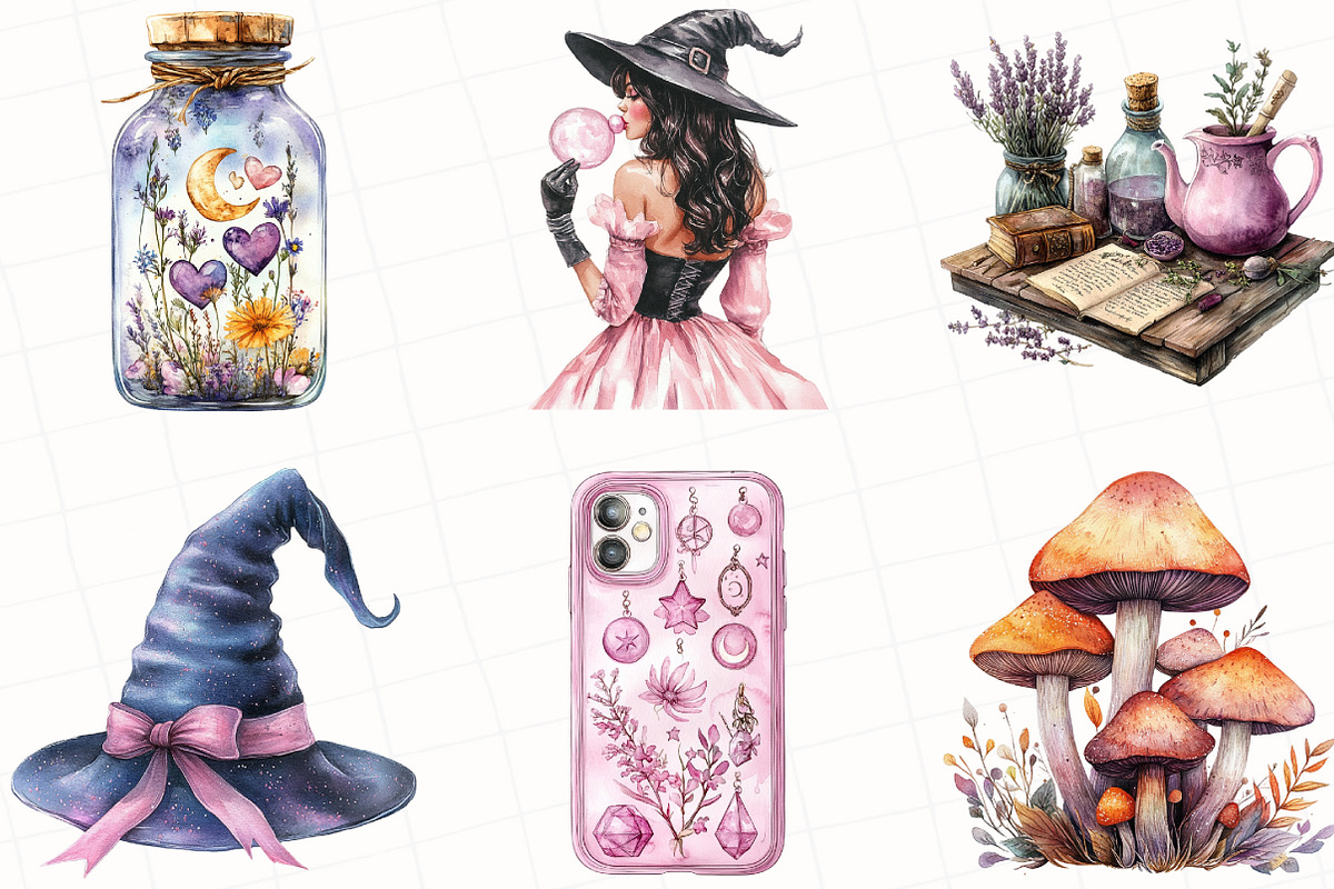 Halloween Girly Witch Vibes Clipart, an Illustration by OK Design (Photo 2 of 5)
