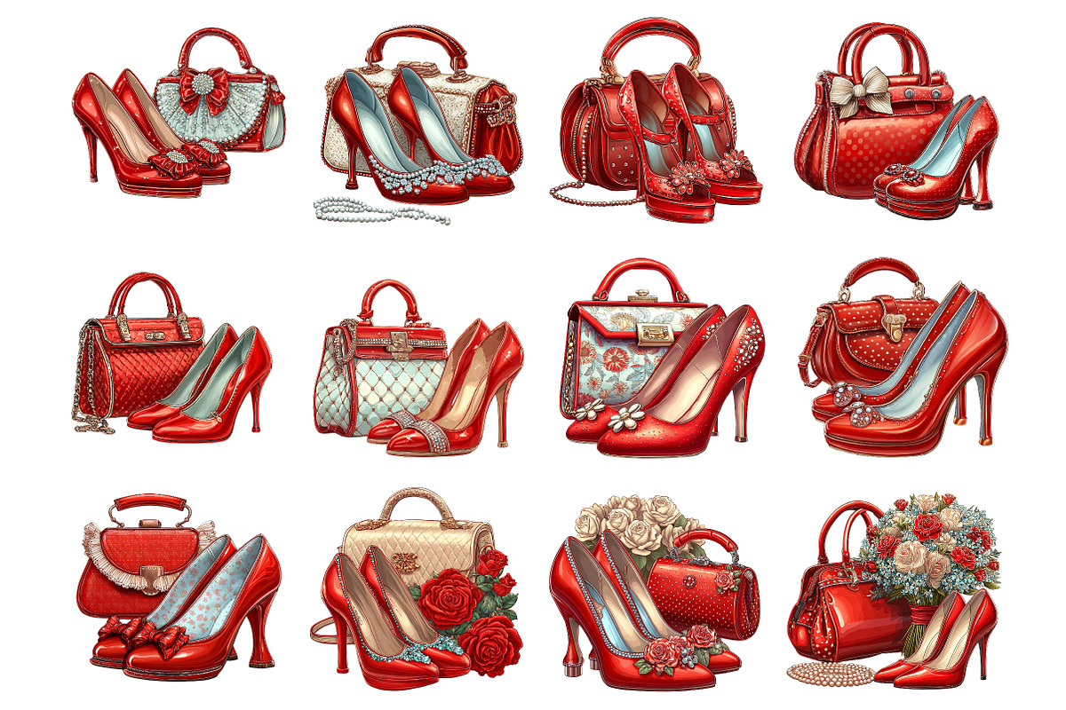 Red Luxury Bag and Heels Clipart, an Illustration by DreamArtGraphic (Photo 3 of 5)