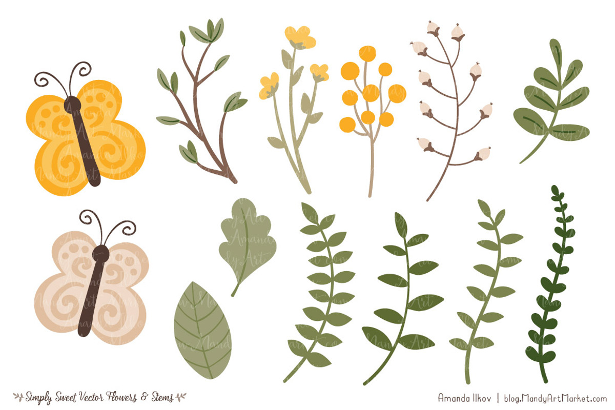 Flower Clipart in Sunshine Yellow, an Illustration by Amanda Ilkov (Photo 4 of 4)