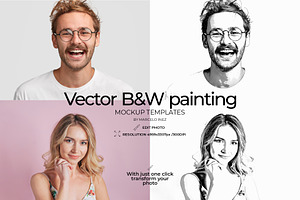 Vector B&W Painting MOCKUP