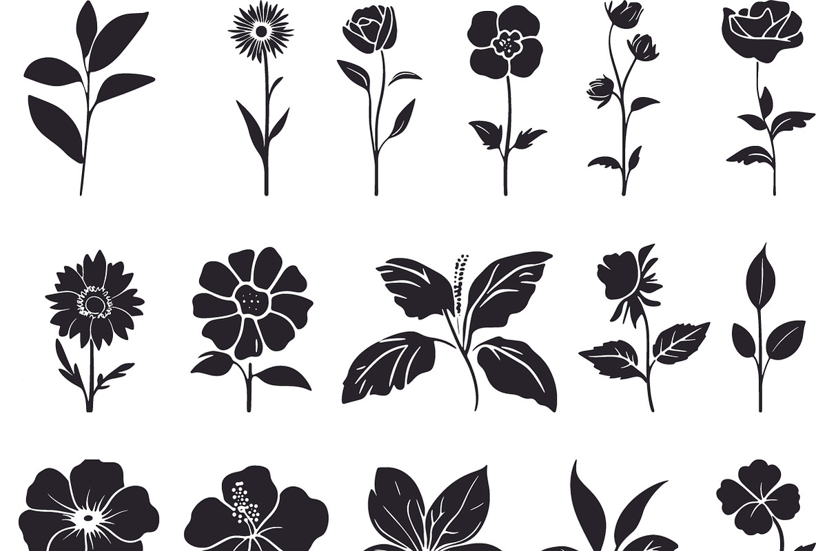 Gardening Flower And Leaves Silhouet, an Object Graphic by DesignBTF (Photo 6 of 8)