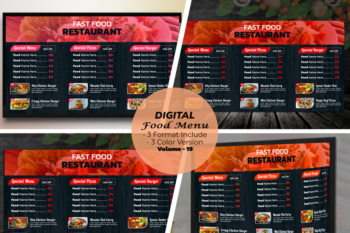 Digital Food Menu Design Template, a Stationery Template by MRI STUDIO