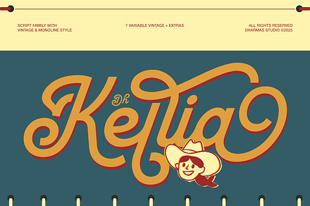 Dh Kellia - 7 Vintage Script Family, a Script Font by Dharmas Foundry
