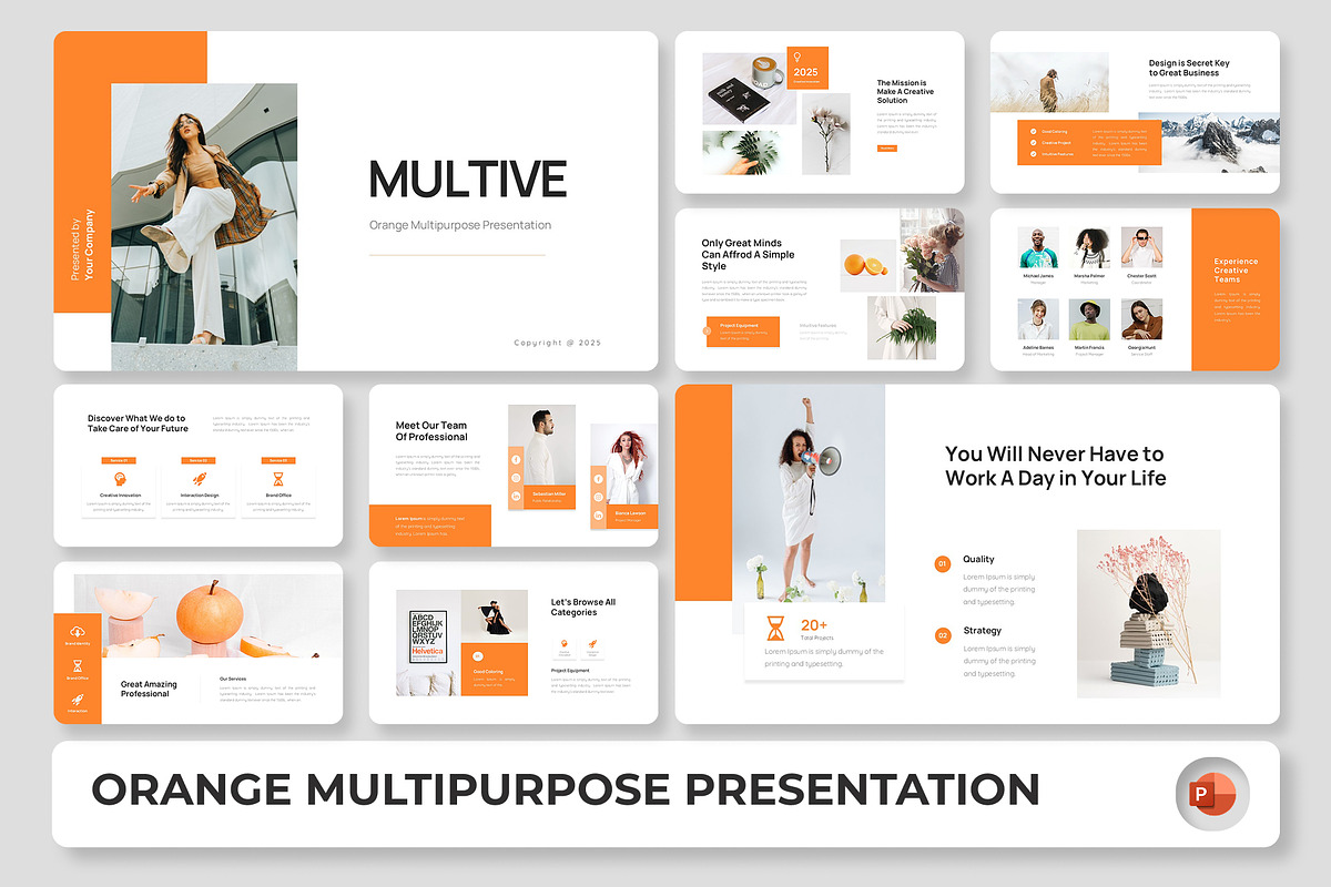Multive - Orange Multipurpose PPTX, a Presentation Template by Premast (Photo 1 of 4)