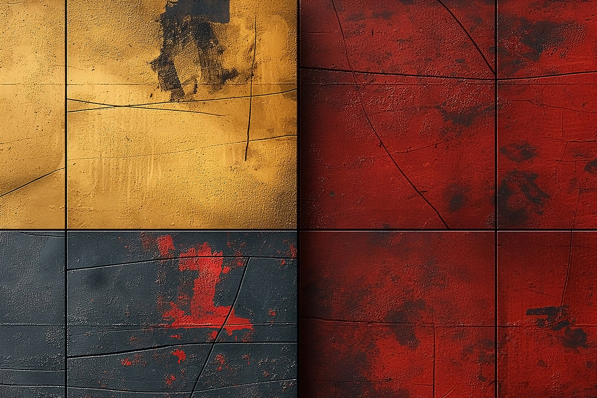 An abstract composition featuring a textured blend of red, black, a Decorative Illustration by ImageMir