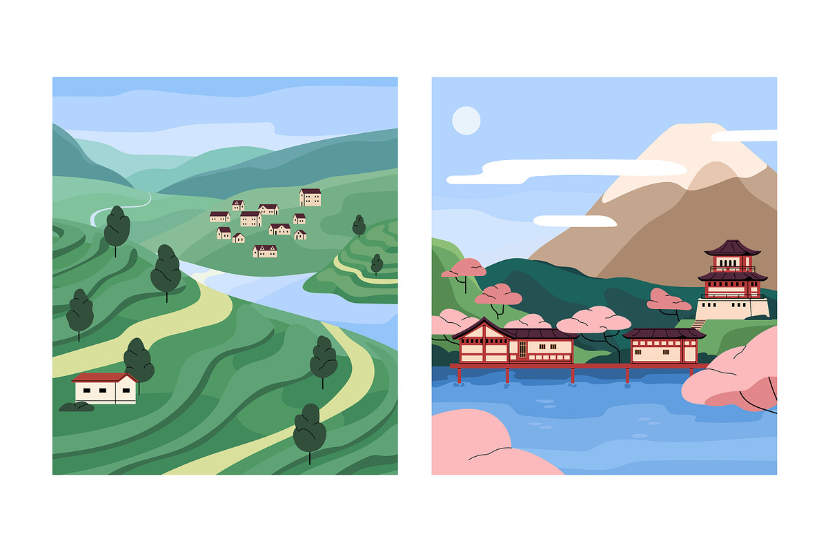 Nature landscapes, tea plantations, a Seasonal Illustration by PaperTrident (Photo 2 of 4)