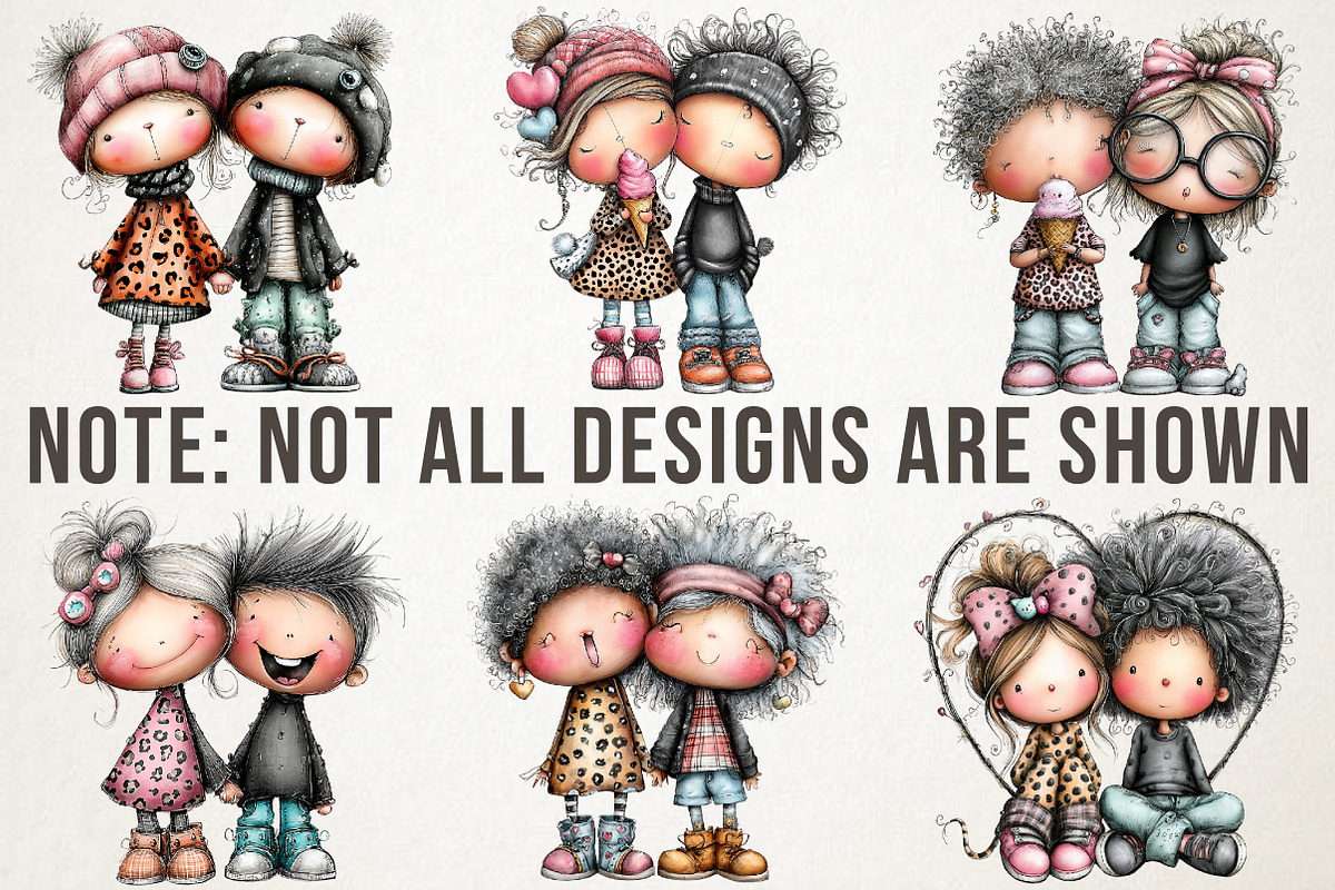 Cute Whimsical Couple Clipart Set, a Person Illustration by RobertsArt (Photo 6 of 7)