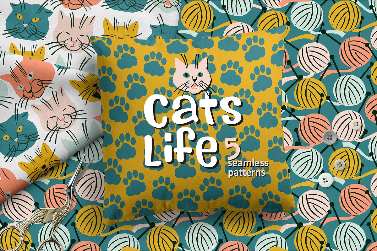 Cats Life Pattern Collection, a Pattern Graphic by MarynArts (Photo 1 of 6)