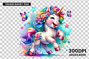 Watercolor Cute Unicorn Clipart PNG, an Animal Illustration by Creative Arslan (Thumbnail 9 of 9)