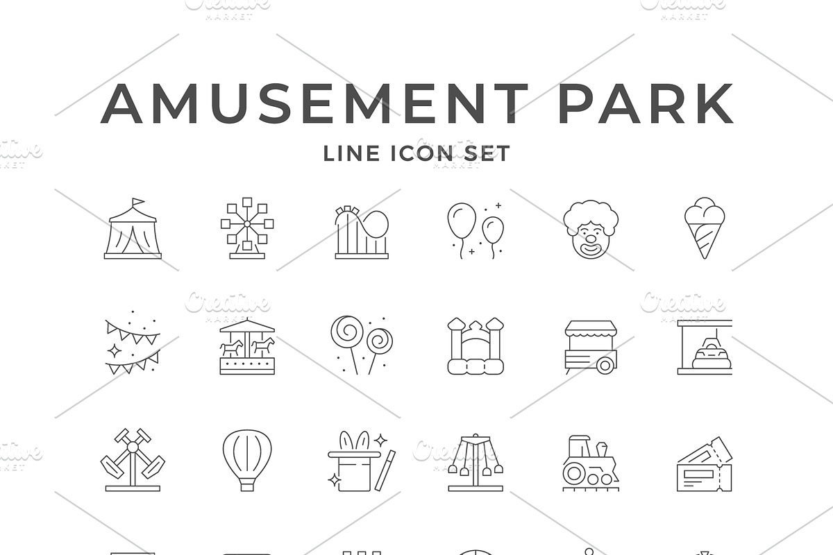 Set line icons of amusement park, an Outline Icon by motorama (Photo 1 of 2)