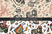 Hip hop old school tattoo, a Background Graphic by intueri (Thumbnail 5 of 7)