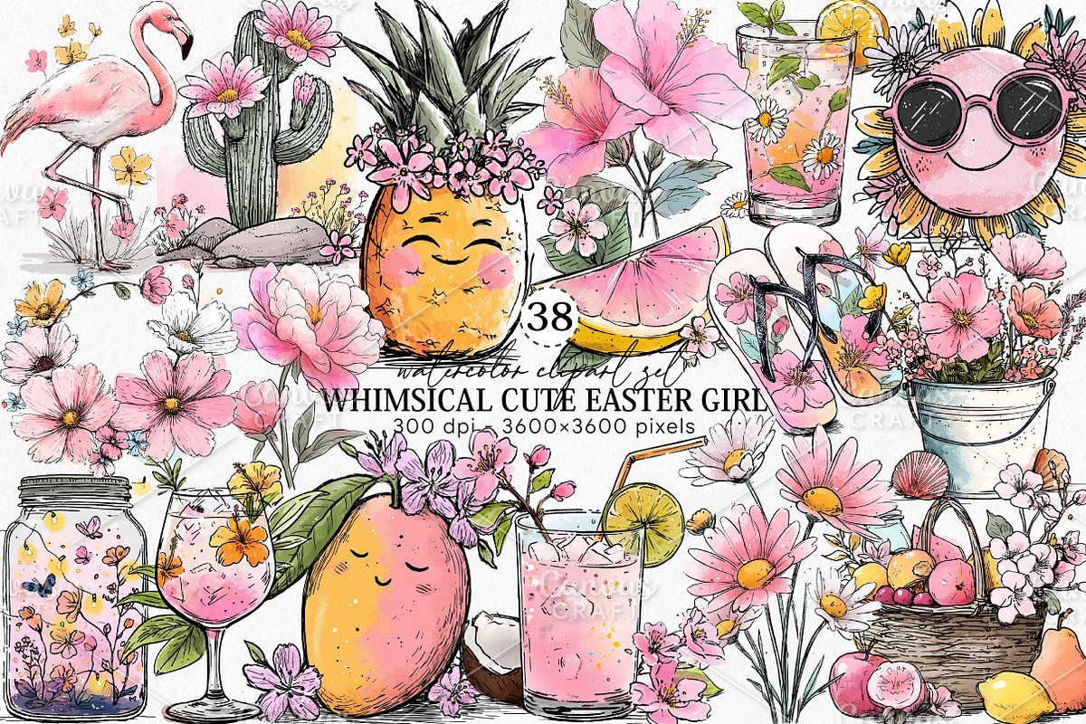Whimsical Summer Spring Clipart PNG, an Illustration by Canvas Craft (Photo 1 of 7)