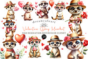 Watercolor Valentine Day Meerkat, an Illustration by DreamCafeArt (Thumbnail 1 of 6)
