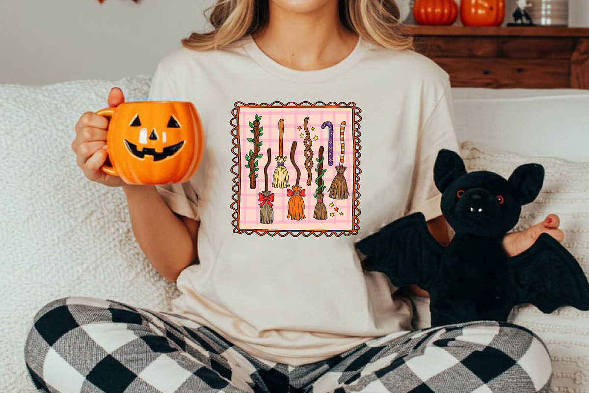 Halloween Witch Broom Hand-Drawn Fra, an Illustration by CreationArt (Photo 4 of 5)