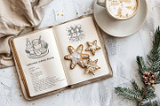 Christmas Line Art Bundle Clipart, a Seasonal Illustration by Pretty Meerkat (Thumbnail 5 of 7)