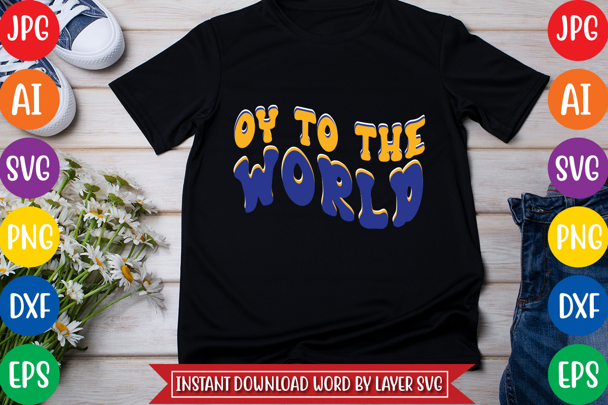 Oy To The World Svg Cut File, an Object Graphic by CrexoraLab (Photo 3 of 4)