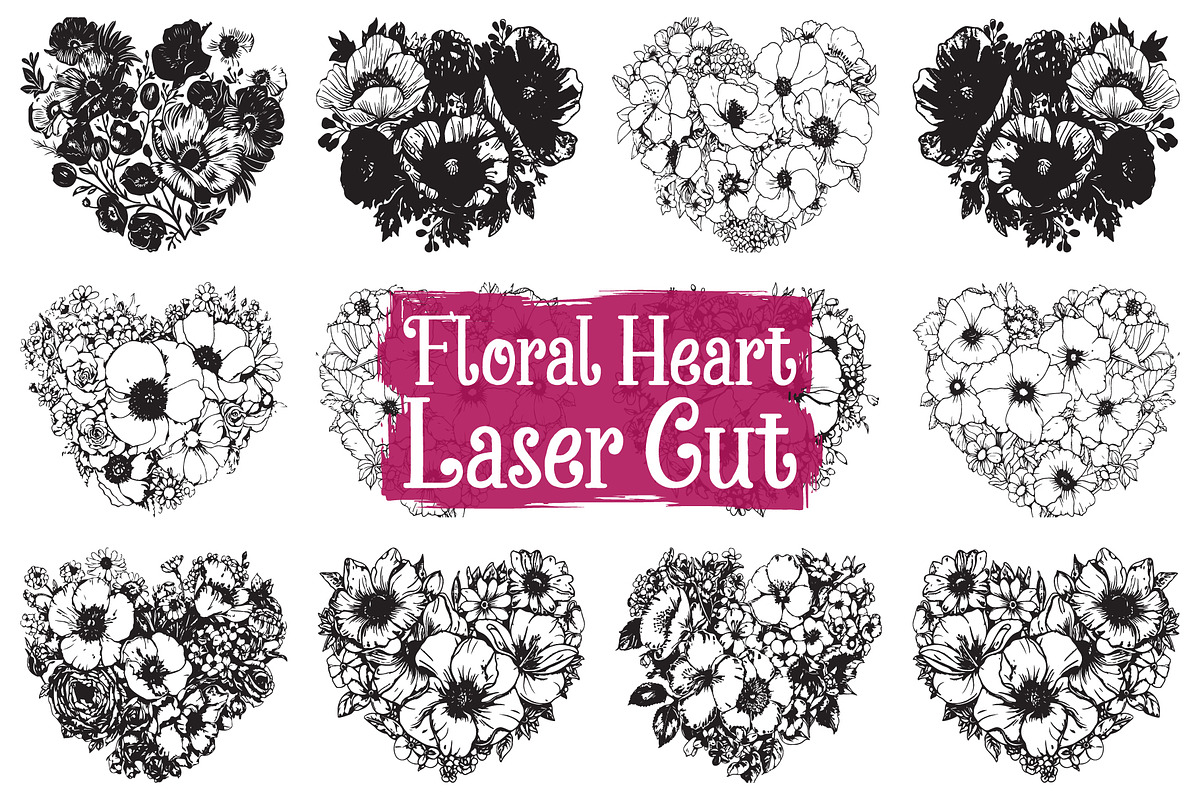 Wedding Floral Heart Clipart, an Illustration by hafijul