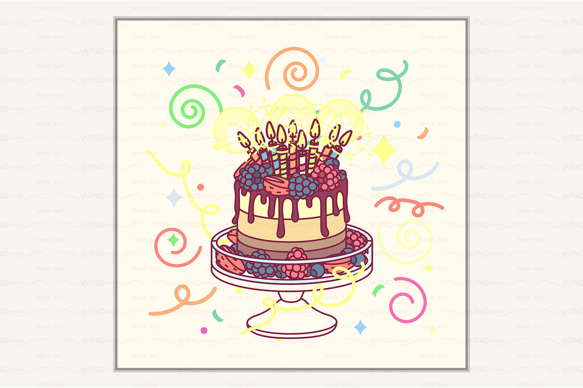 vector Happy Birthday card, a Card Template by WINDmade