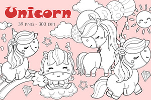 Cute Unicorn Party Digital Stamp