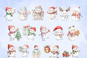 Christmas Snowman Clipart Bundle, a Decorative Illustration by Arslan (Thumbnail 2 of 8)