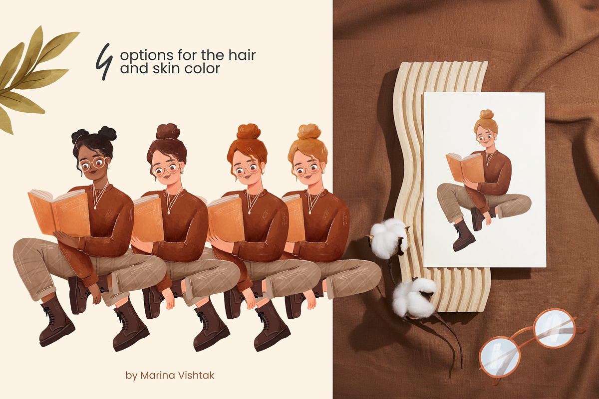 Vintage Girl Clipart. Dark Academia, an Illustration by Heartwarming Art (Photo 3 of 10)