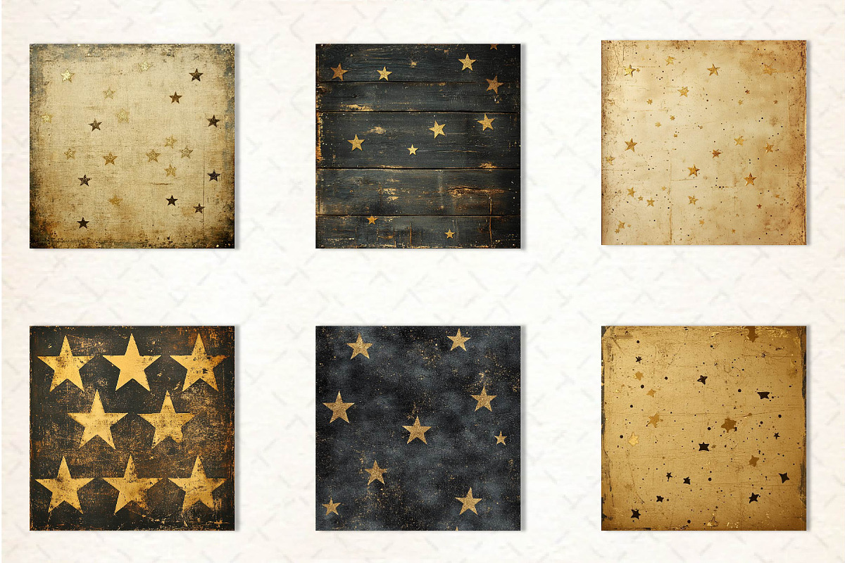 Gold Starry Grunge Digital Paper, an Illustration by CreationArt (Photo 4 of 5)