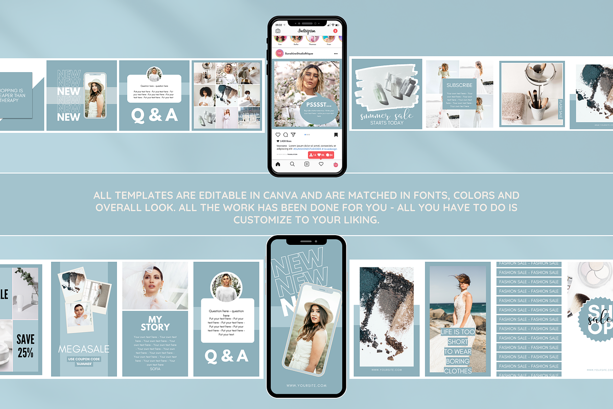 Blue Instagram Templates Bundle, a Social Media Template by SunshineStudioBoutique (Photo 10 of 10)