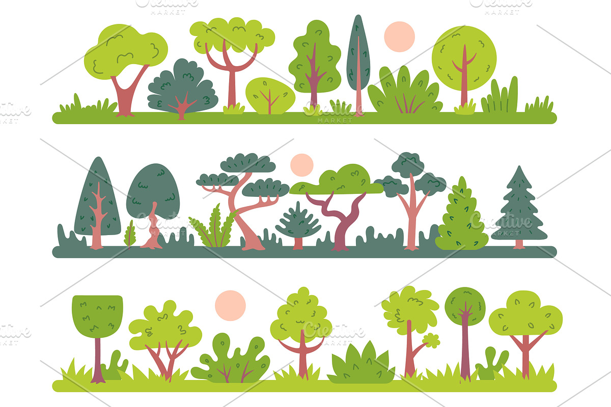 Forest landscape. Green trees, an Object Illustration by winwin.art