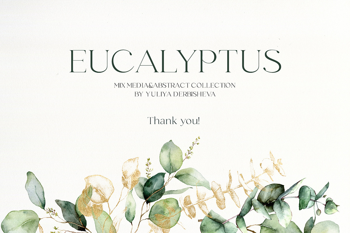 Eucalyptus watercolor leaves clipart, a Decorative Illustration by Yuliya Derbisheva (Photo 14 of 15)