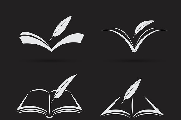 Vector Of A Book And Feather. Icon.