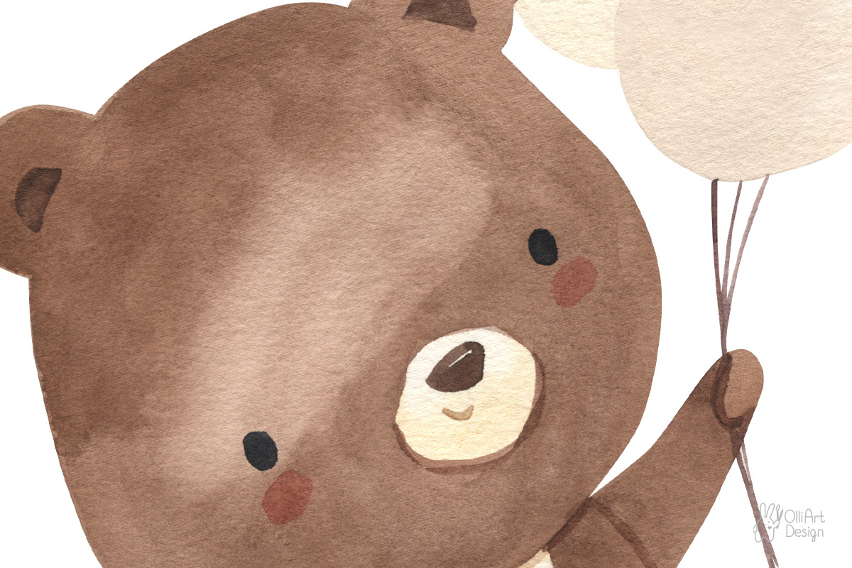 Cute BEAR.Watercolor woodland animal, an Animal Illustration by OlliArtDesign (Photo 8 of 9)